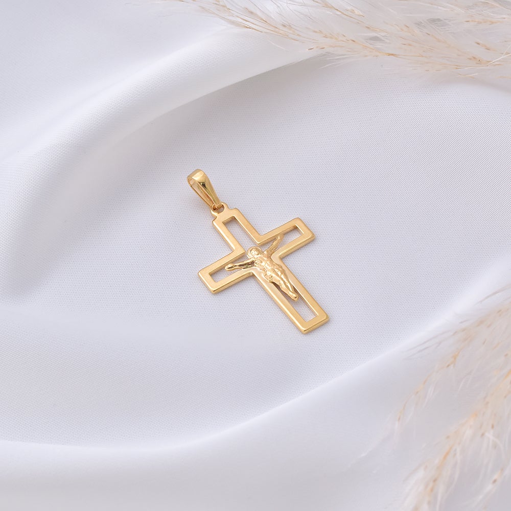 Open Crucifix Pendant - 18K Gold Filled