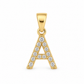 18K Gold Filled Initial Letter Pendant with Crystal Accents, high-definition close-up on white