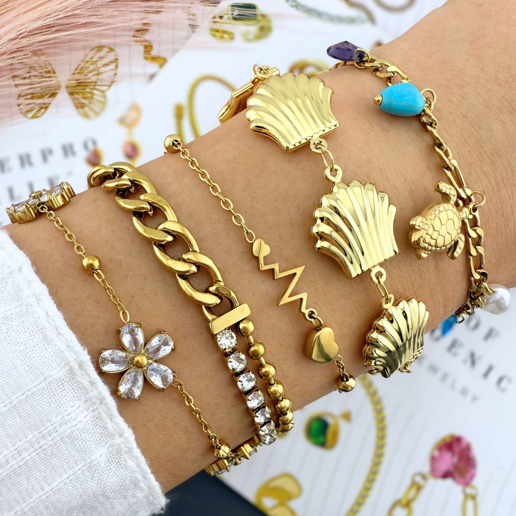 Hearts PVD Gold-Plated Stainless Steel Anklet - Intensity