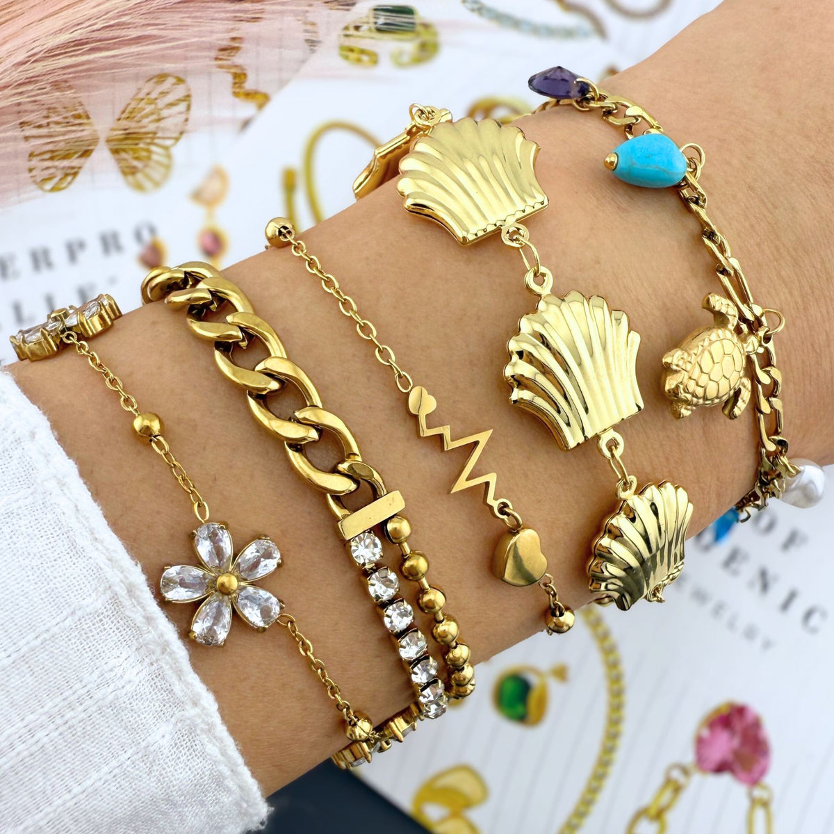 Hearts PVD Gold-Plated Stainless Steel Anklet - Intensity