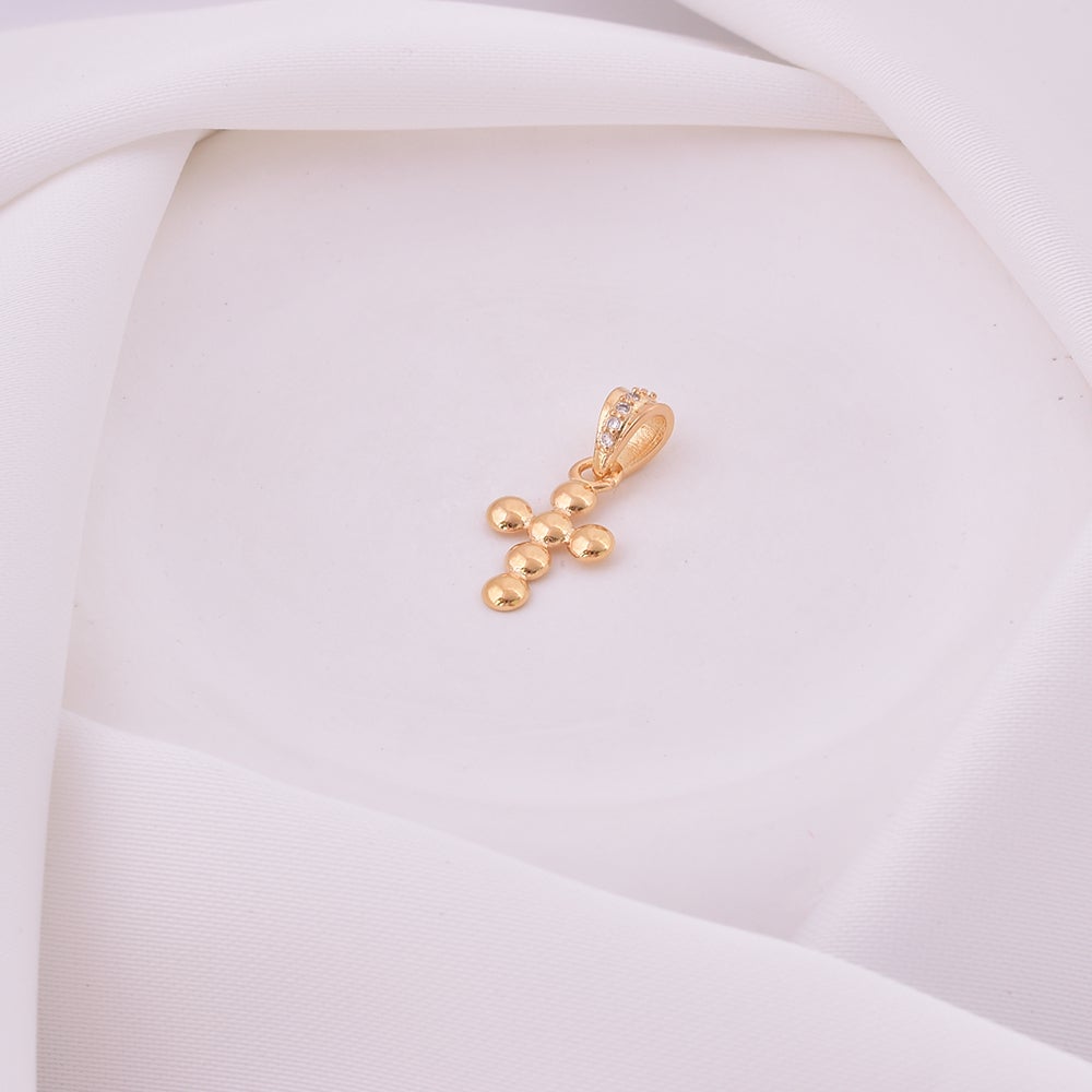 Beaded Cross Pendant - 18K Gold Filled