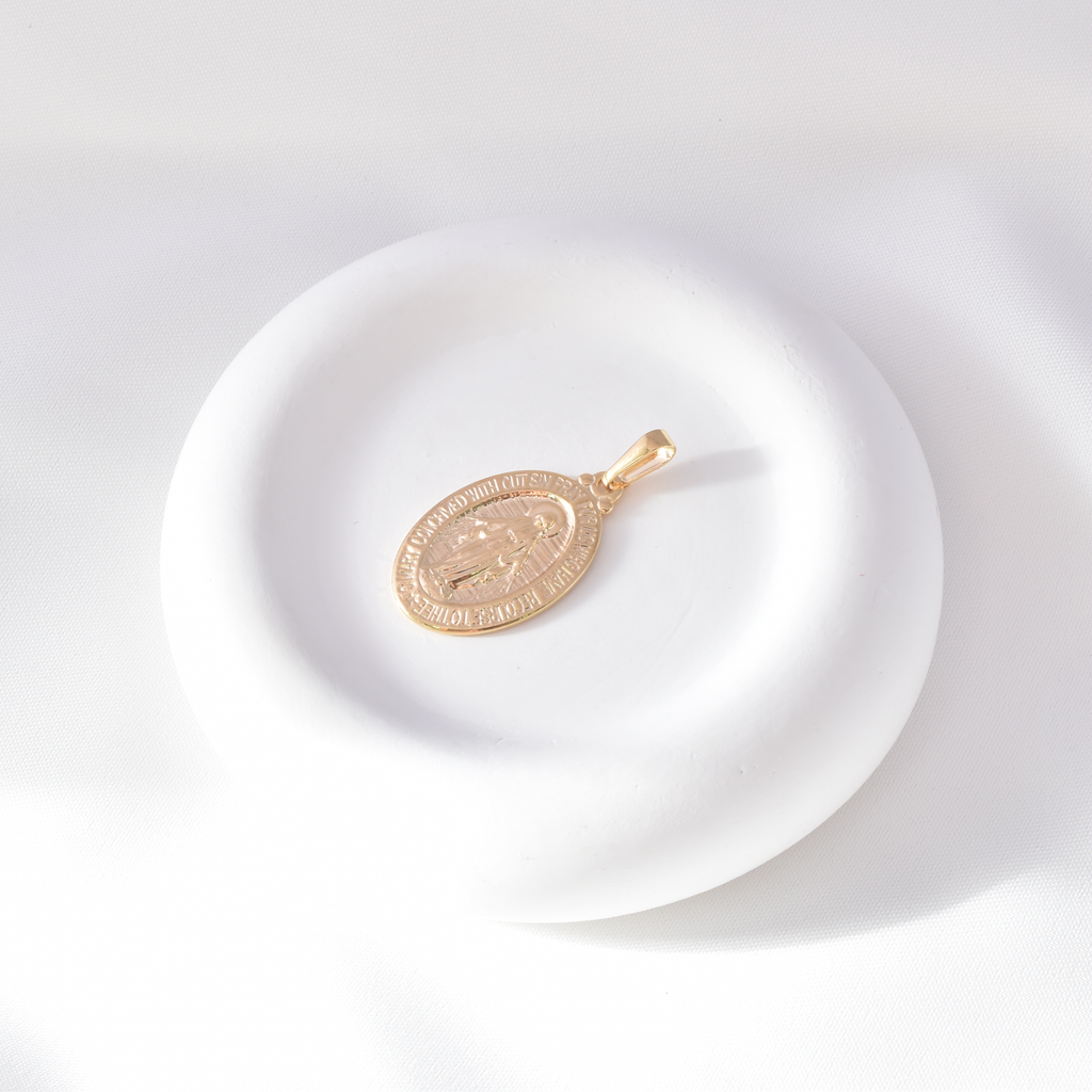 Virgin Mary Medal Charm - 18K Gold Filled