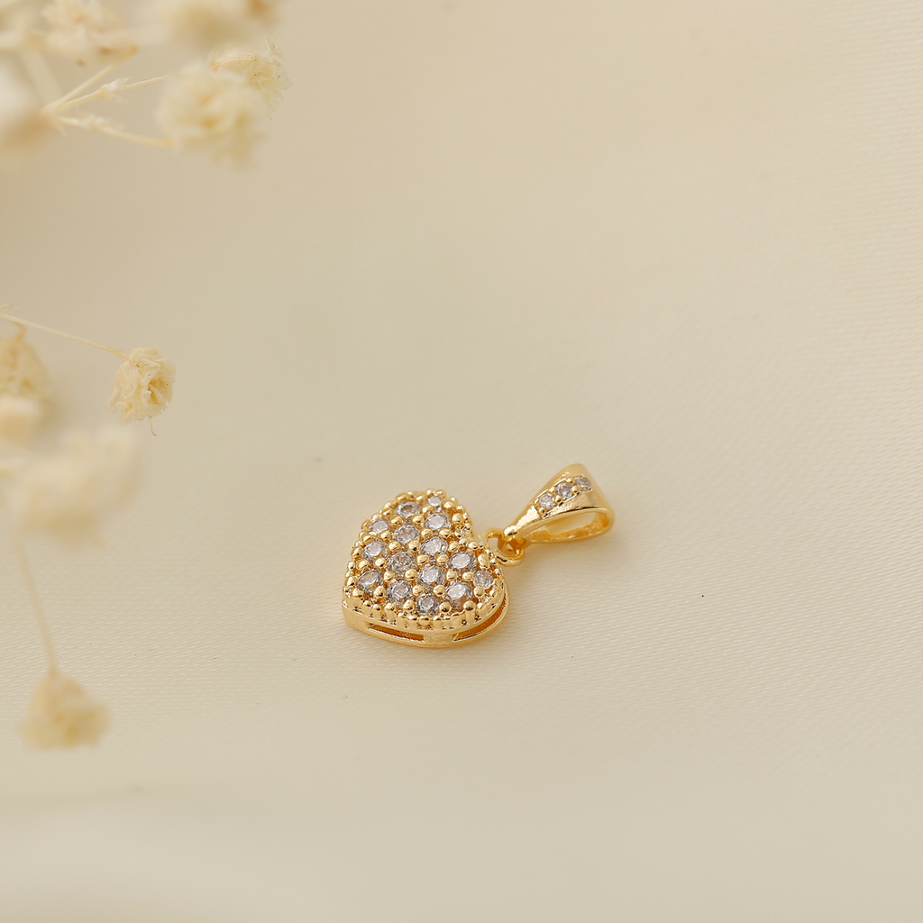 Pavé Heart Charm - 18K Gold Filled