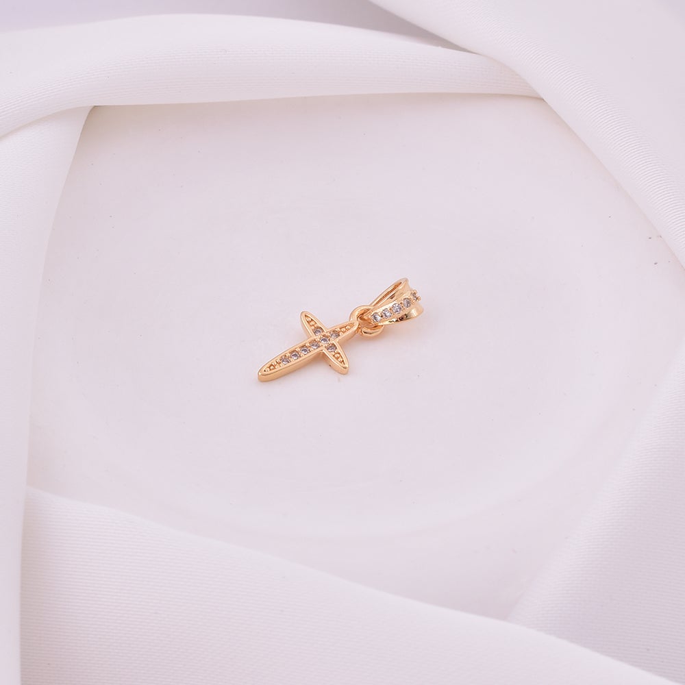 Pavé Cross Charm - 18K Gold Filled