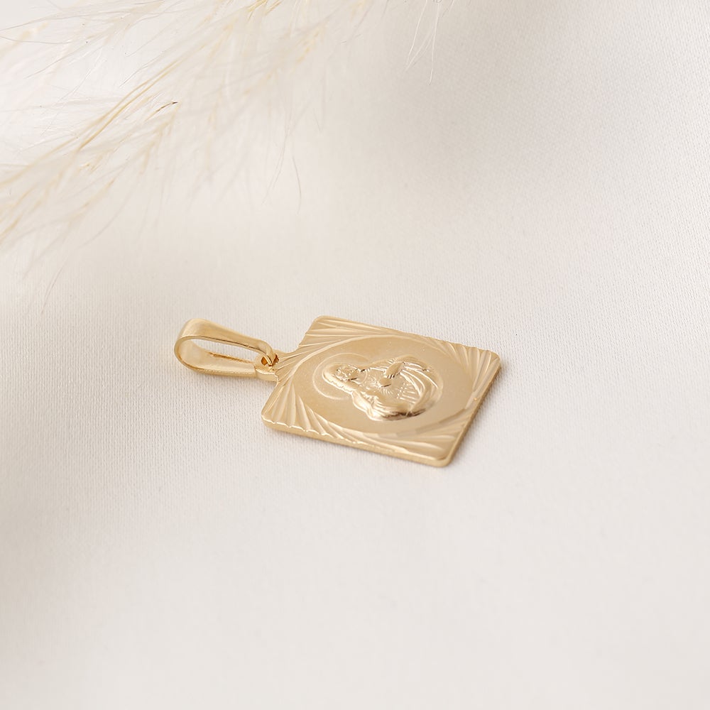 Sacred Virgin Medal Pendant - 18K Gold Filled