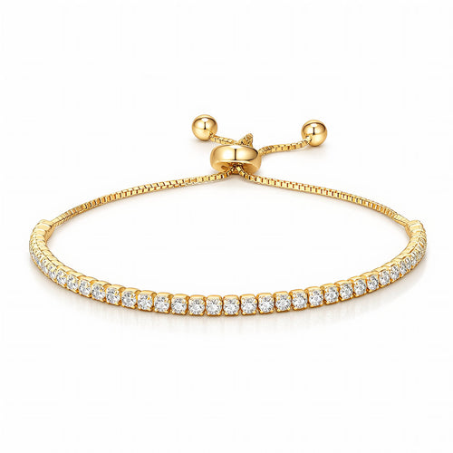 Tennis PVD Gold-Plated Brass Bracelet - Crystallic