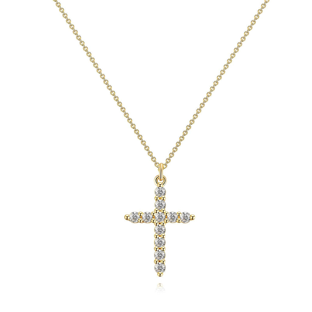 Cross PVD Gold-Plated Brass Necklace - Crystallic