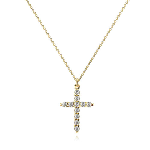 Cross PVD Gold-Plated Brass Necklace - Crystallic
