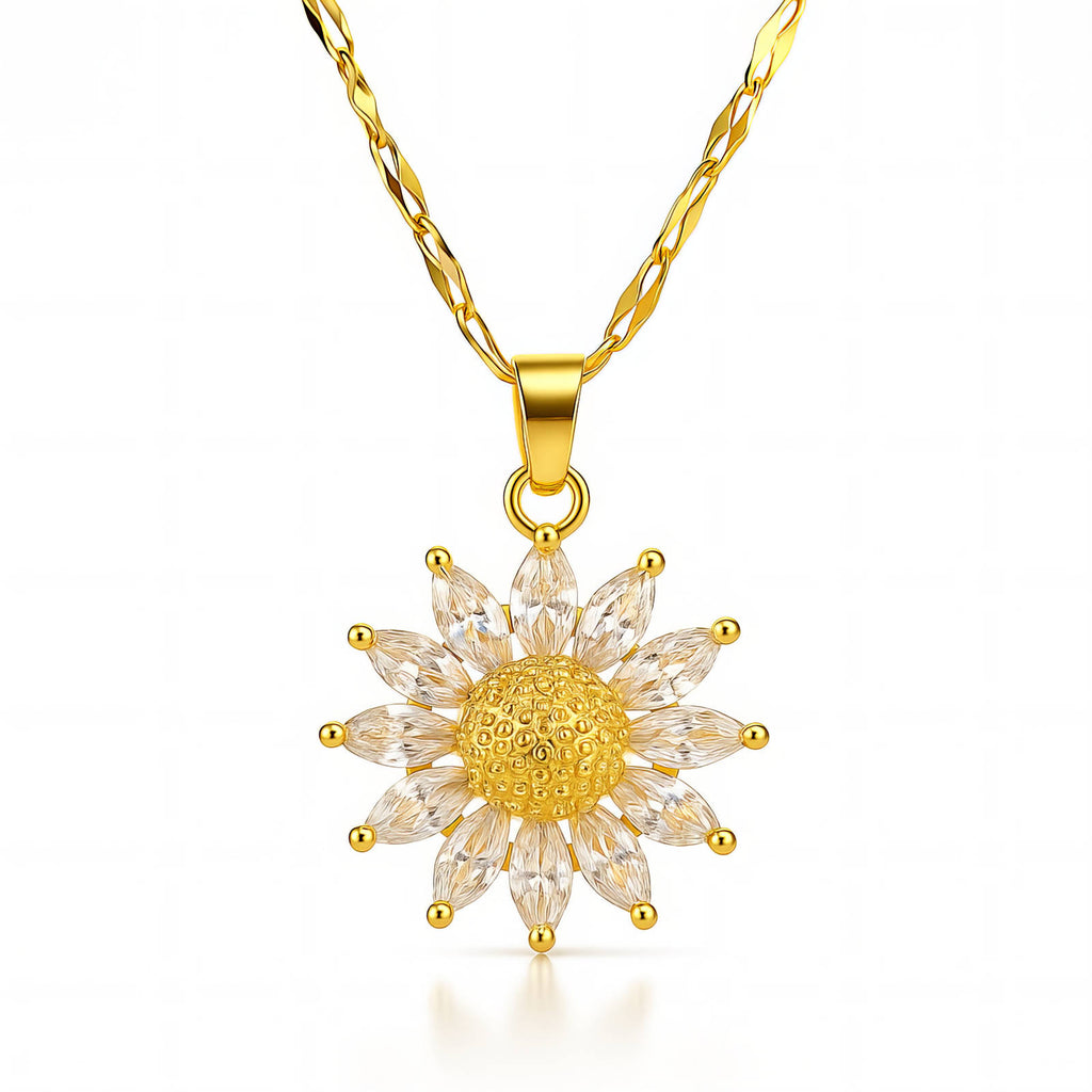 Flower PVD Gold-Plated Brass Necklace - Crystallic