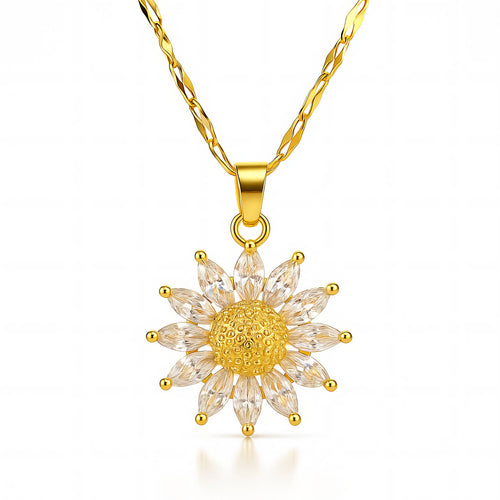 Flower PVD Gold-Plated Brass Necklace - Crystallic