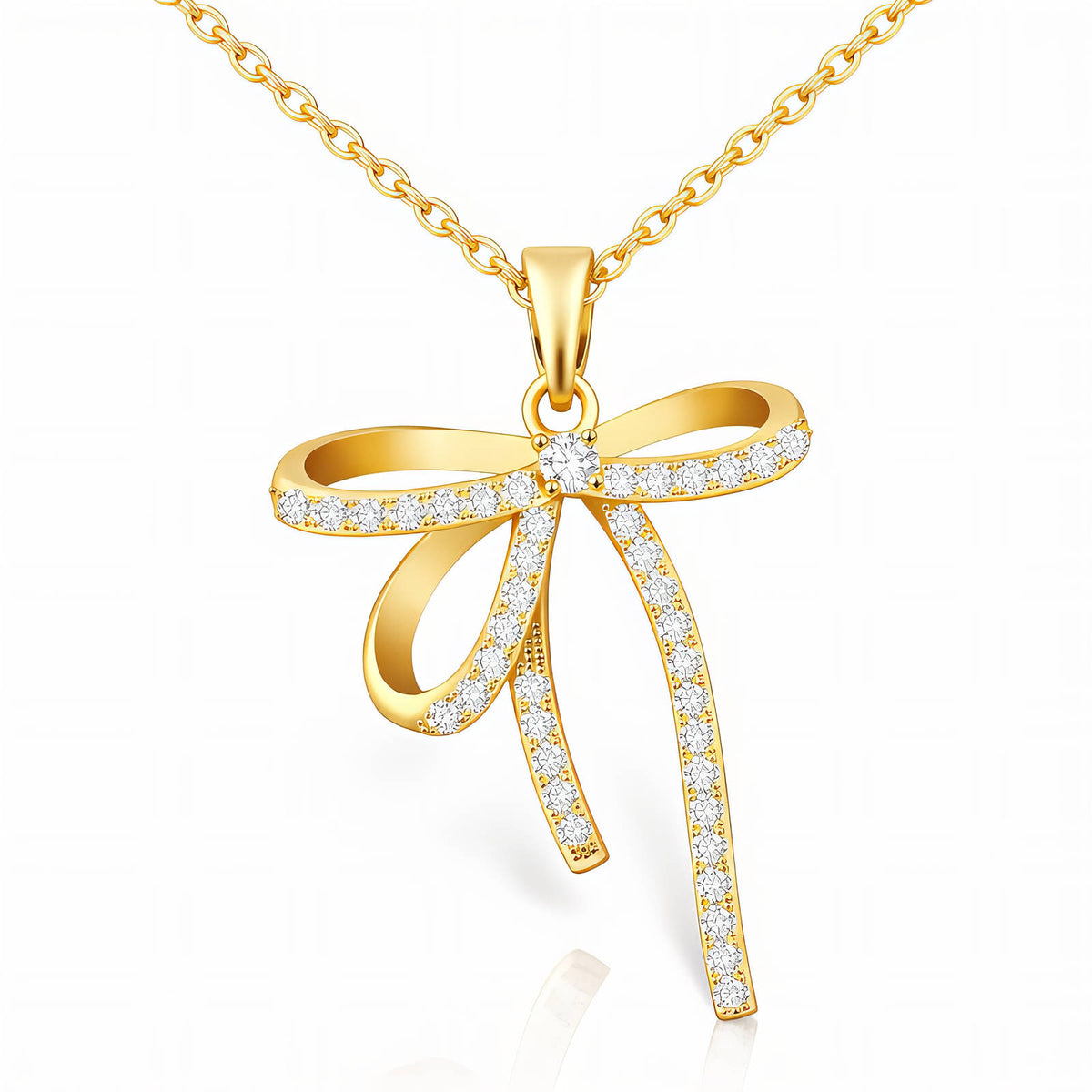 Bow PVD Gold-Plated Brass Necklace - Crystallic