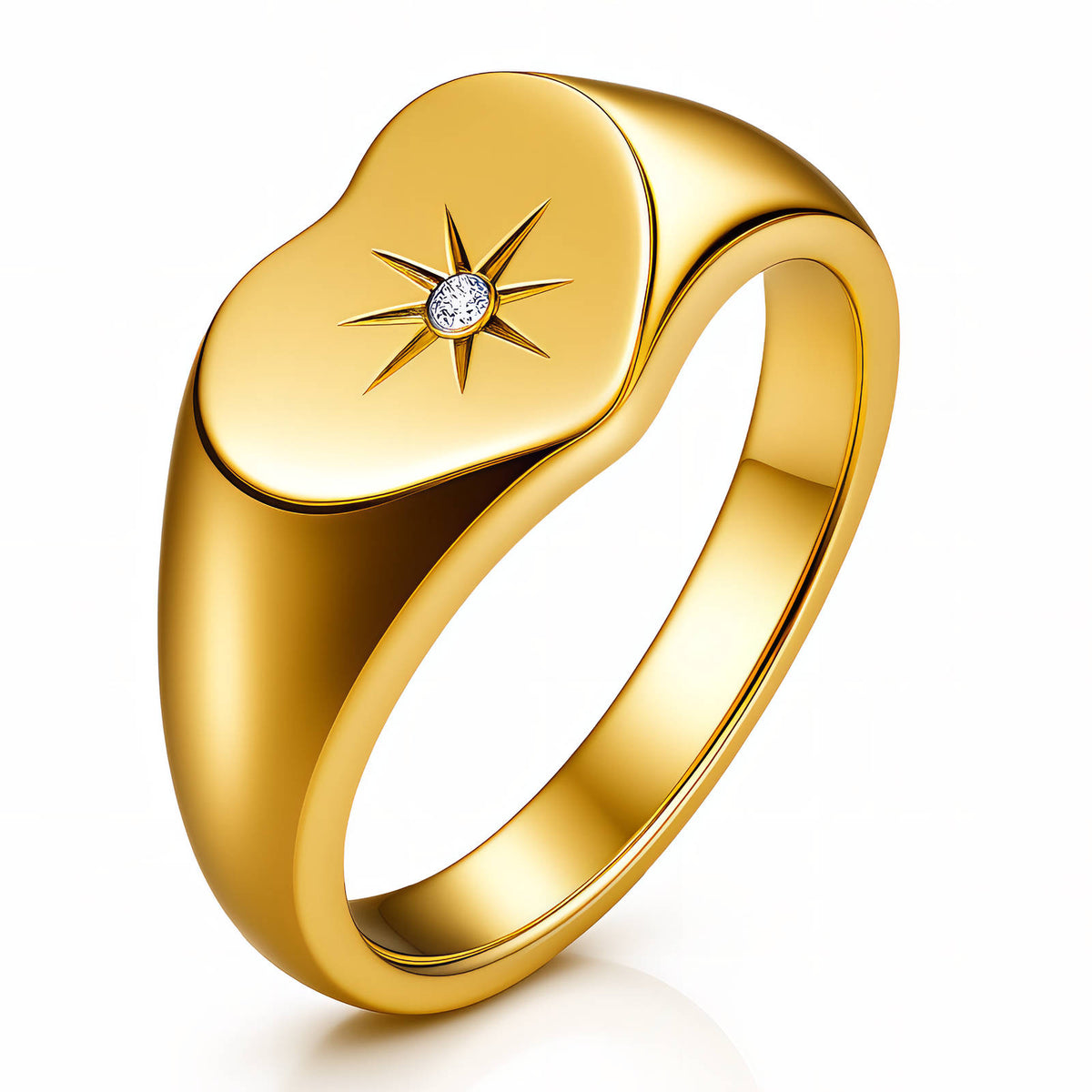 Heart PVD Gold-Plated Stainless Steel Ring - Intensity