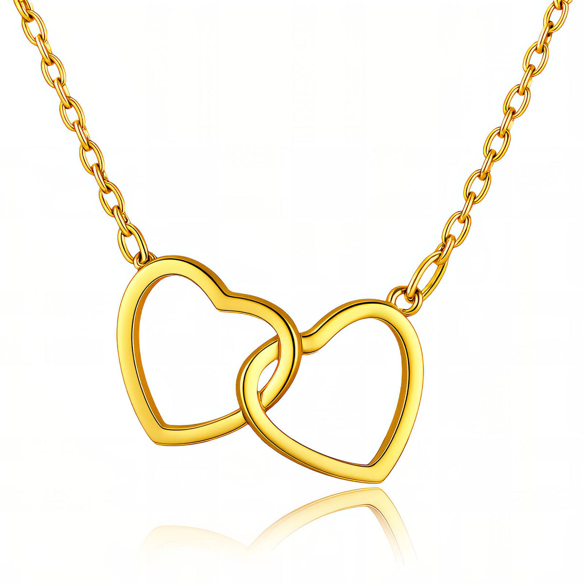 Hearts PVD Gold-Plated Steel Necklace - Intensity