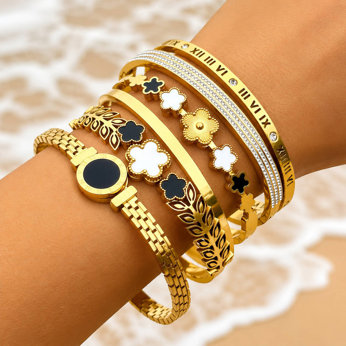 Engraving-ready PVD Gold-Plated Steel Bracelet - Intensity