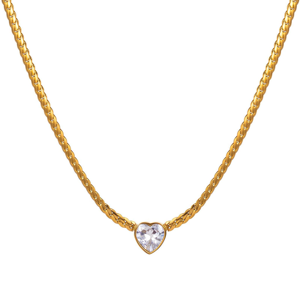 Hearts PVD Gold-Plated Steel Necklace - Intensity