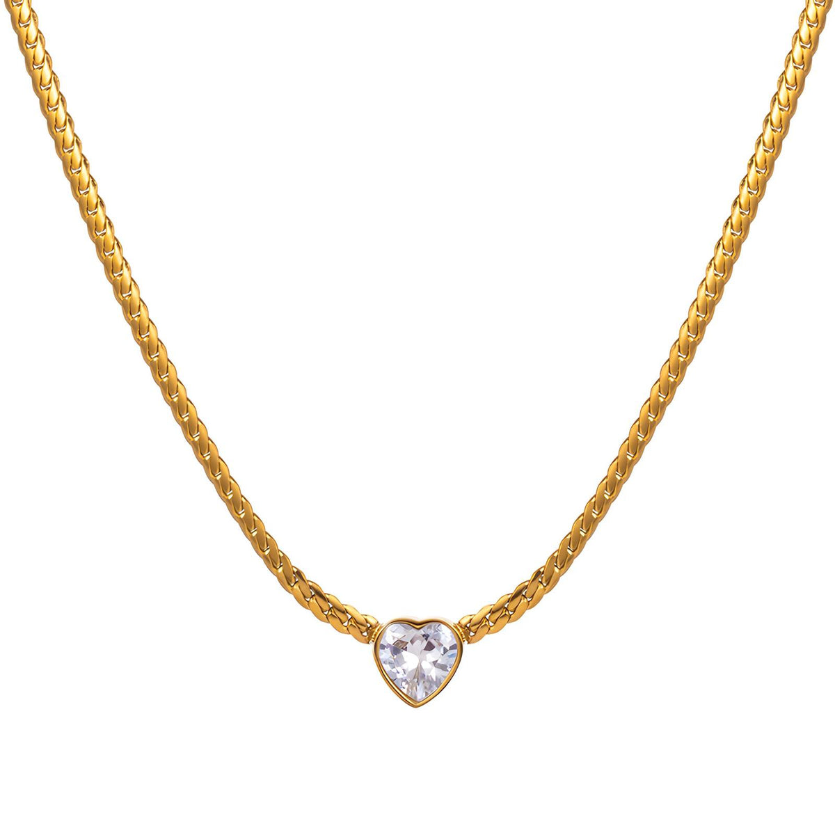 Hearts PVD Gold-Plated Steel Necklace - Intensity