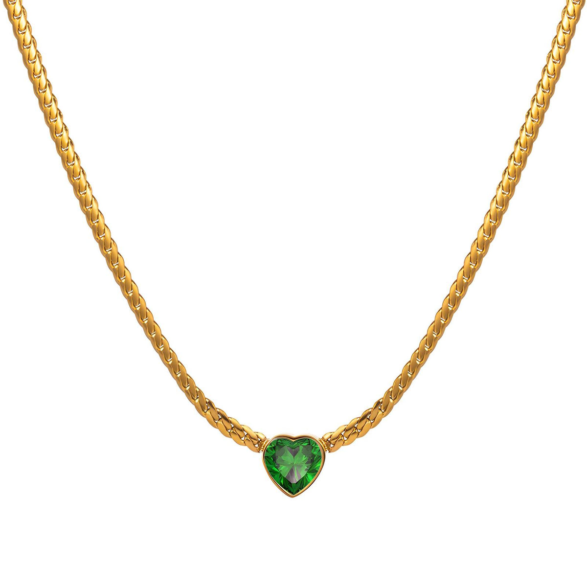 Heart PVD Gold-Plated Stainless Steel Necklace - Intensity