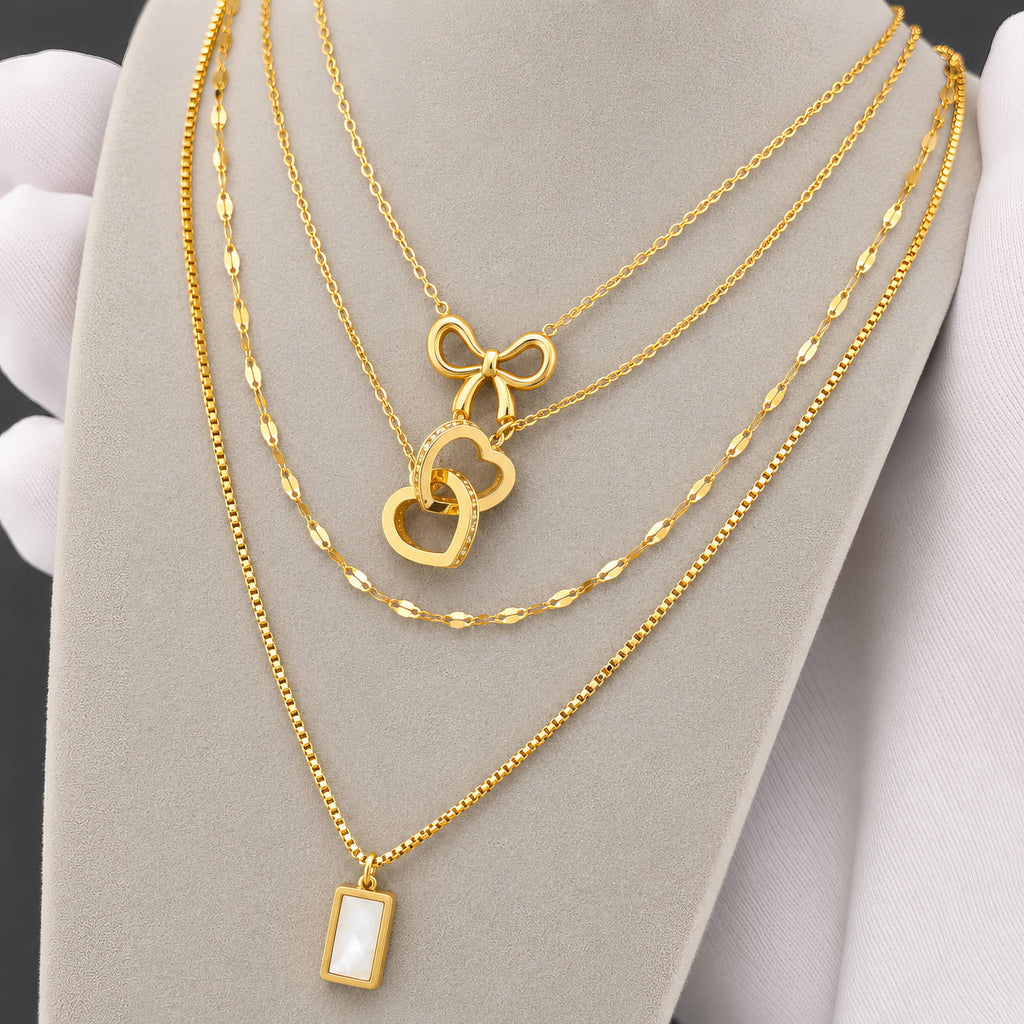 Hearts PVD Gold-Plated Stainless Steel Necklace - Intensity
