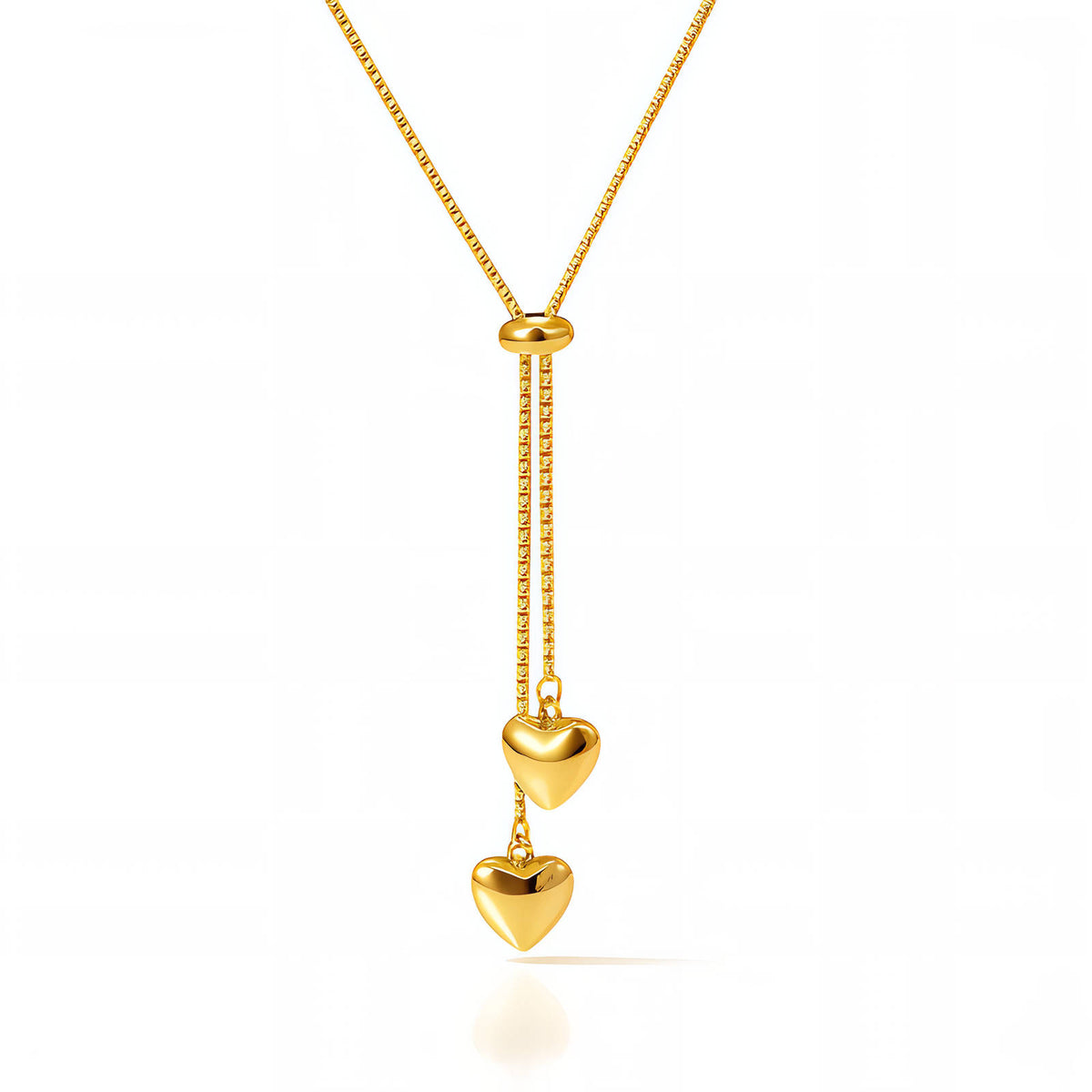 Hearts PVD Gold-Plated Steel Necklace - Intensity