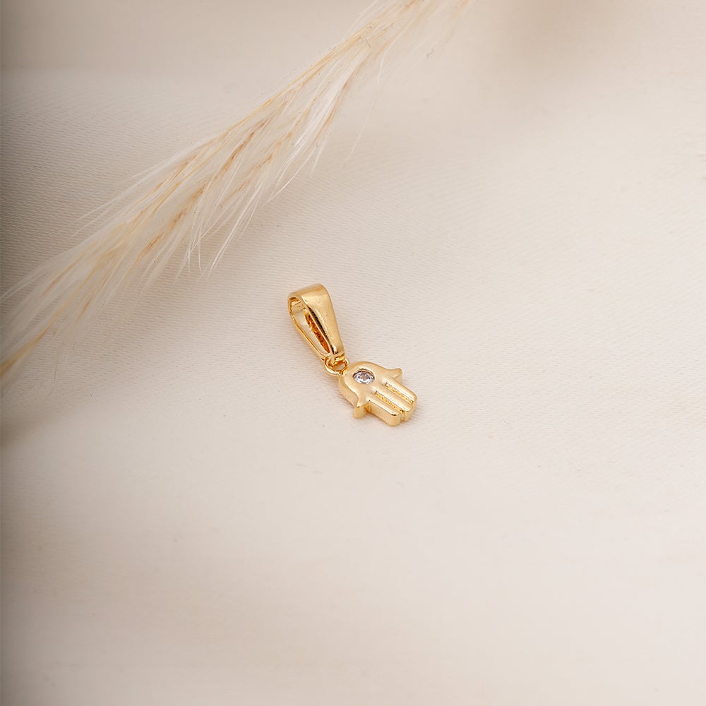 Hamsa Hand Charm Pendant - 18K Gold Filled
