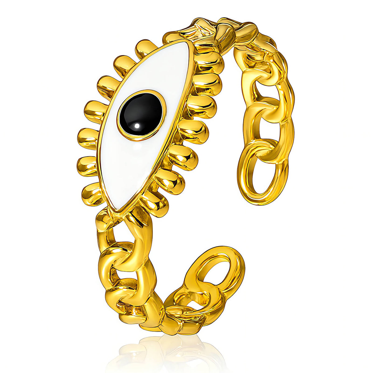Evil Eye PVD Gold-Plated Stainless Steel Finger Ring - Intensity