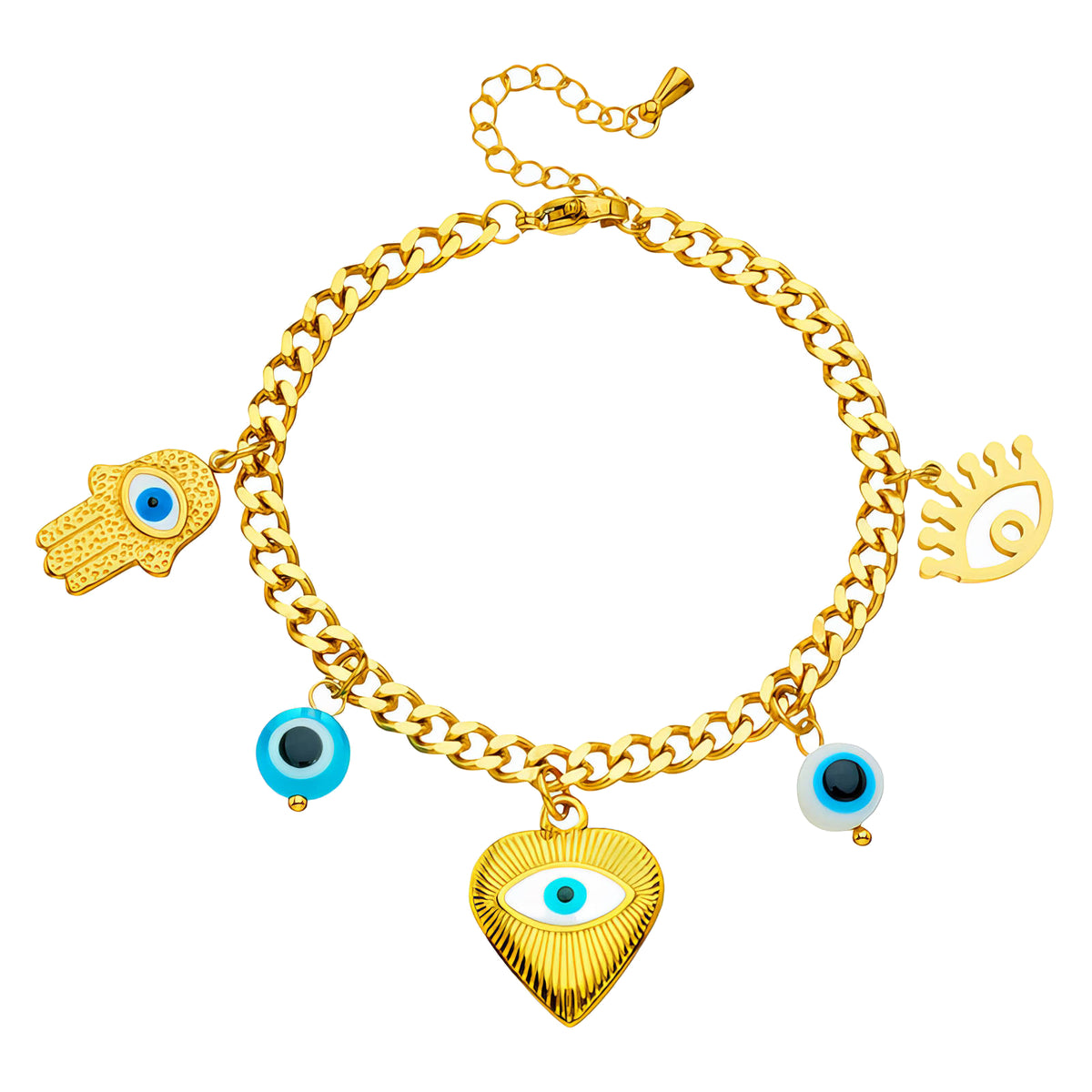 Evil Eyes PVD Gold-Plated Steel Bracelet - Intensity