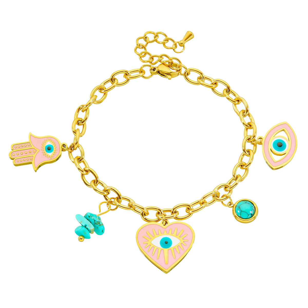 Evil Eyes PVD Gold-Plated Steel Bracelet - Intensity