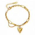 Heart PVD Gold-Plated Stainless Steel Bracelet - Intensity
