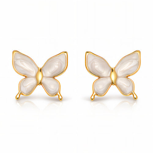 Butterflies PVD Gold-Plated Steel Earrings - Intensity