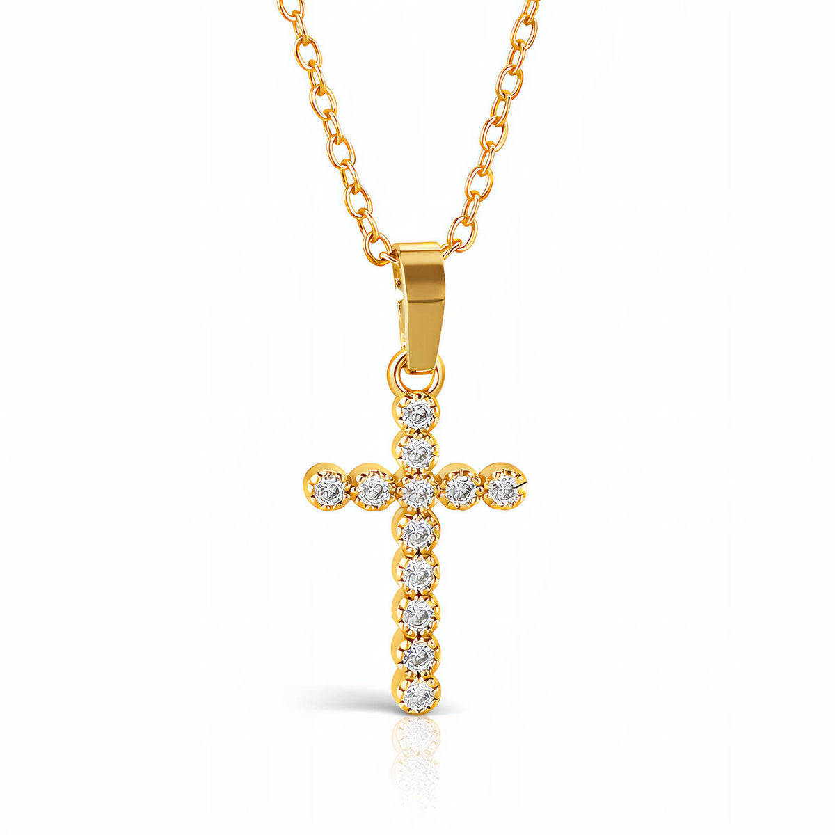 Cross PVD Gold-Plated Brass Necklace - Crystallic