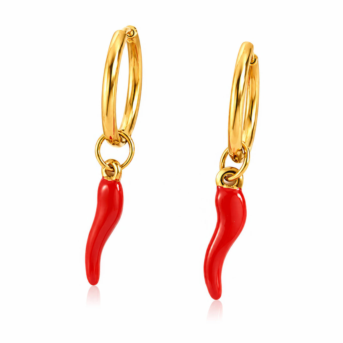 Chili PVD Gold-Plated Stainless Steel Earrings - Intensity