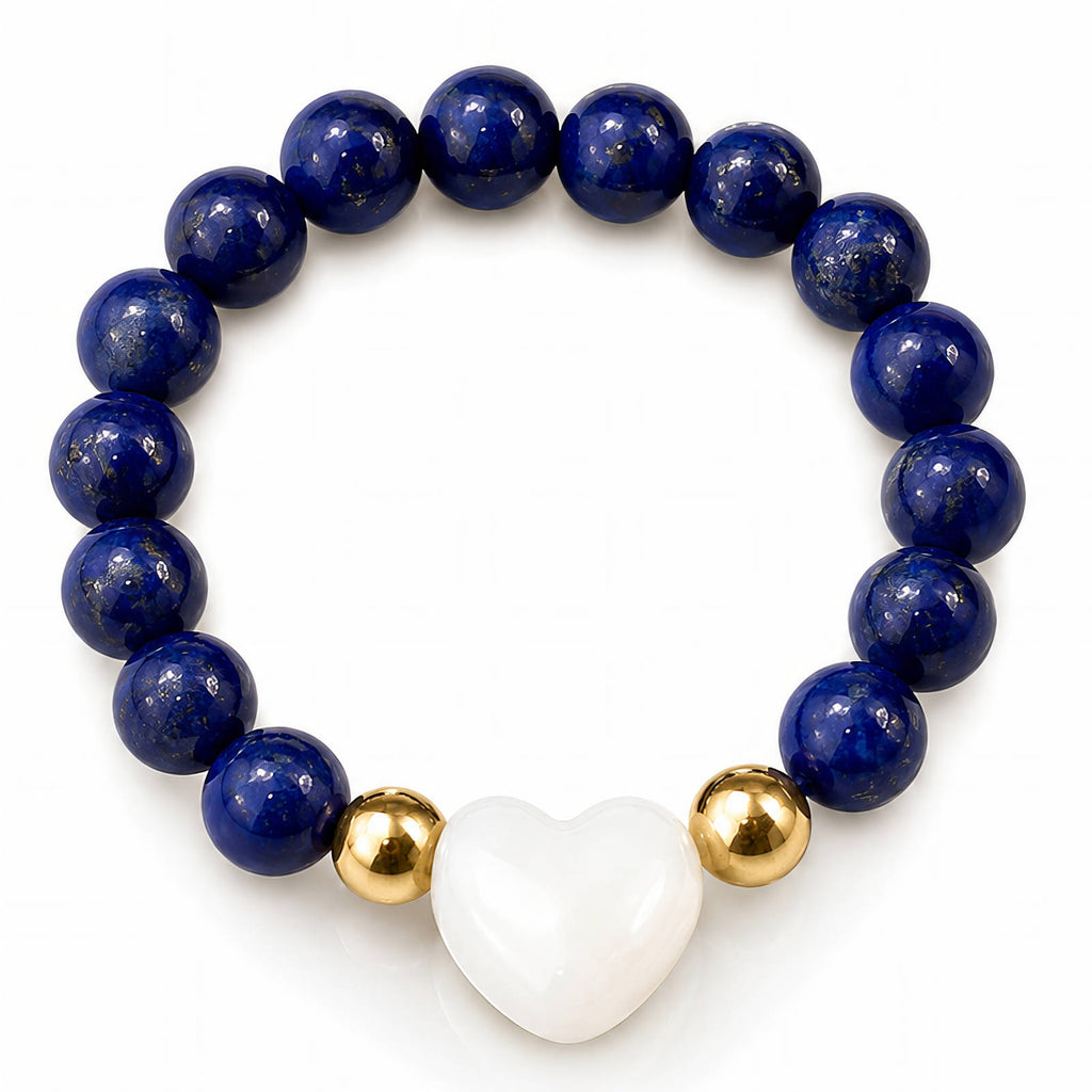 Heart PVD Gold-Plated Natural Stone Ring - Bubble Pop