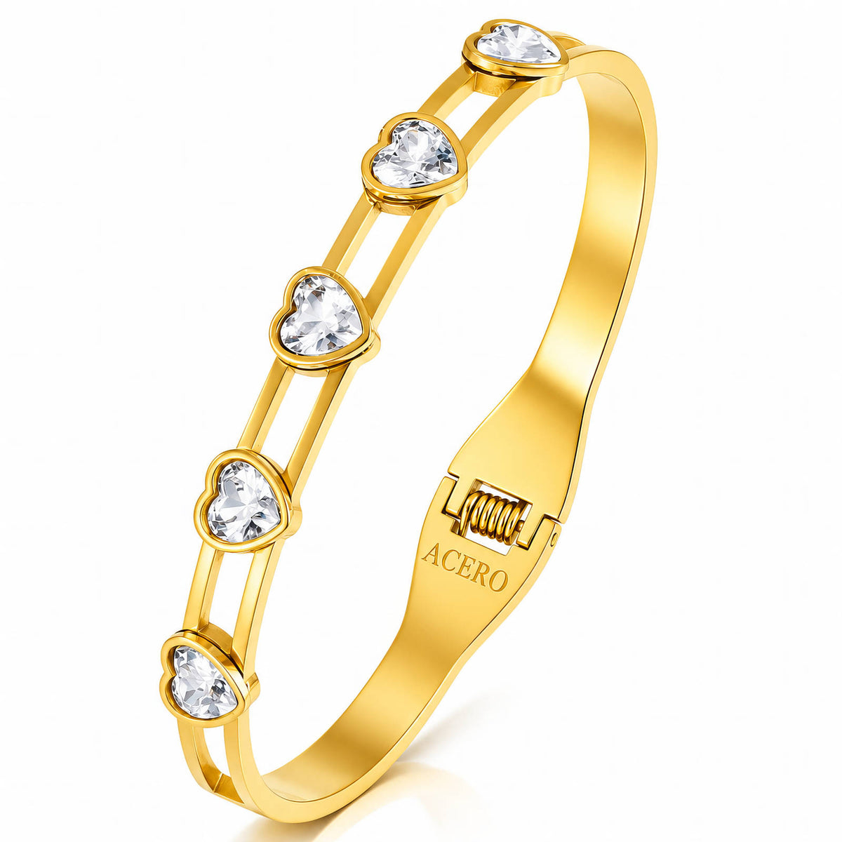 Hearts PVD Gold-Plated Steel Bracelet - Intensity
