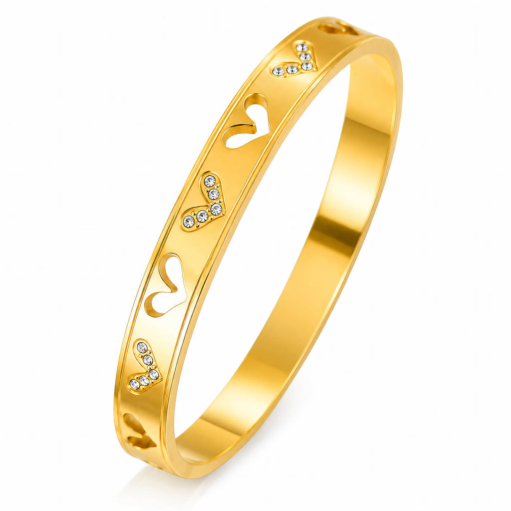 Hearts PVD Gold-Plated Steel Bracelet - Intensity