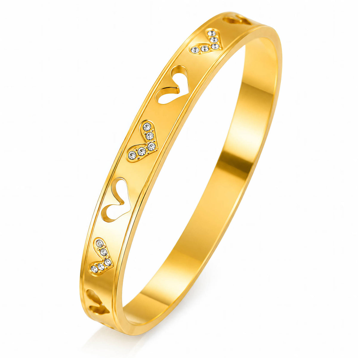 Hearts PVD Gold-Plated Steel Bracelet - Intensity