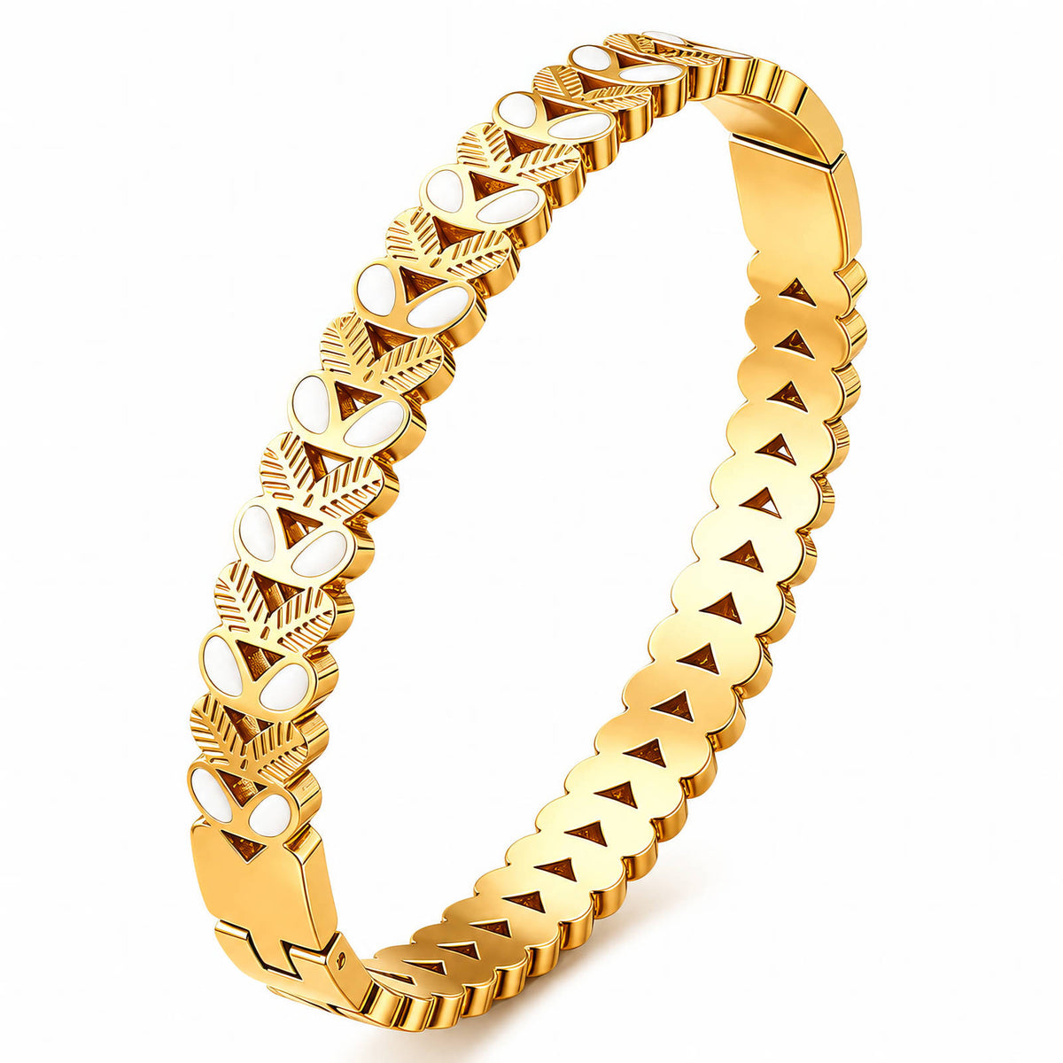 Leaves PVD Gold-Plated Steel Bracelet - Intensity