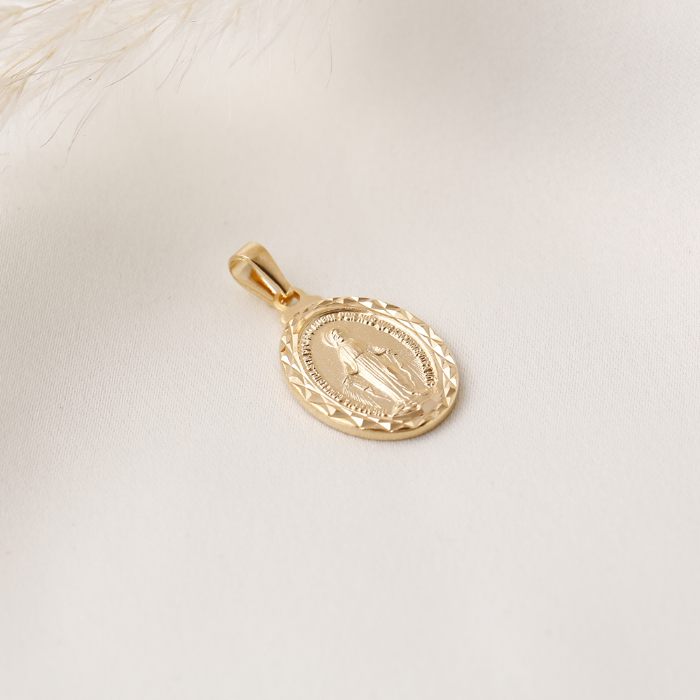 Oval Virgin Mary Medal - 18K Gold Filled