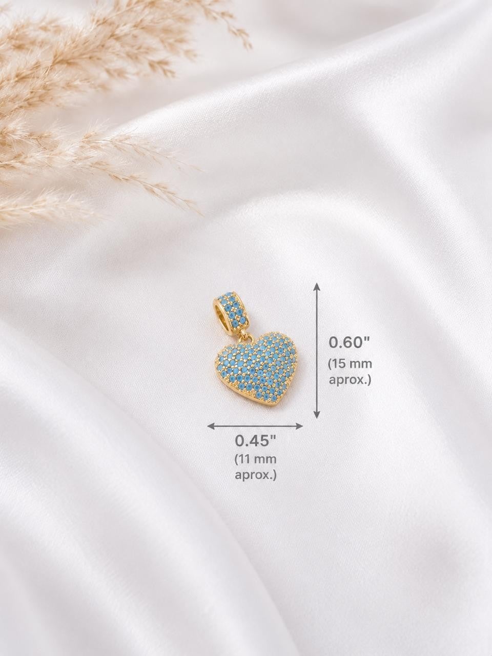 Blue Heart Charm Pendant - Gold Plated