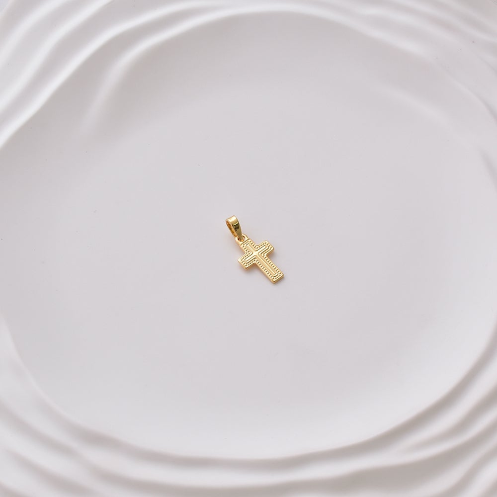 Textured Cross Pendant - 18K Gold Filled