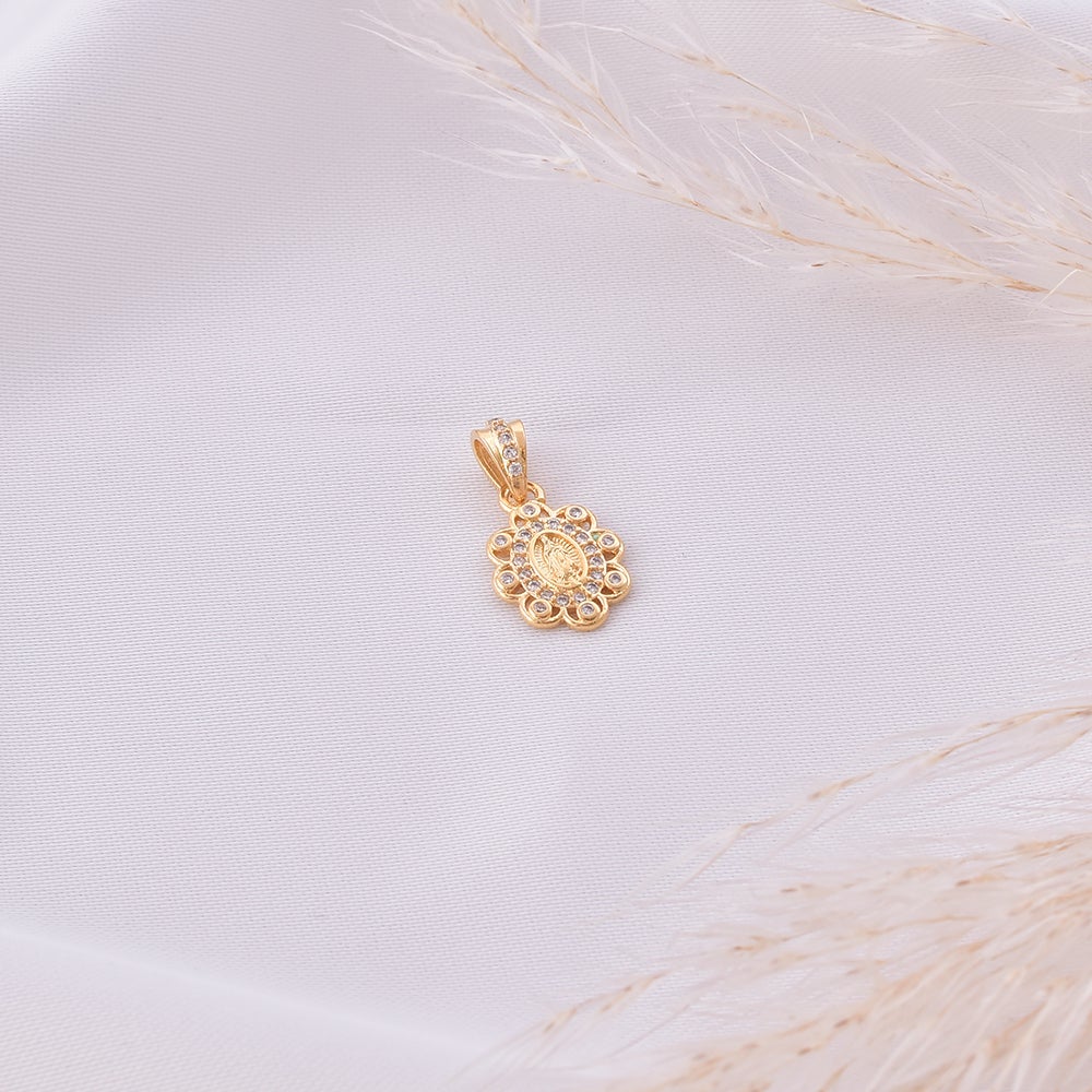 Virgin Mary Halo Pendant - 18K Gold Filled