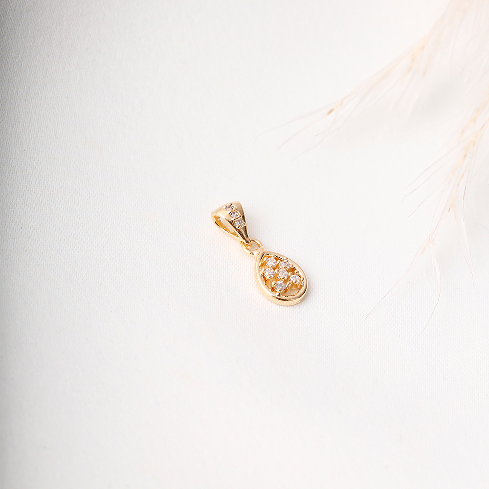 Sparkling Teardrop Charm - 18K Gold Filled