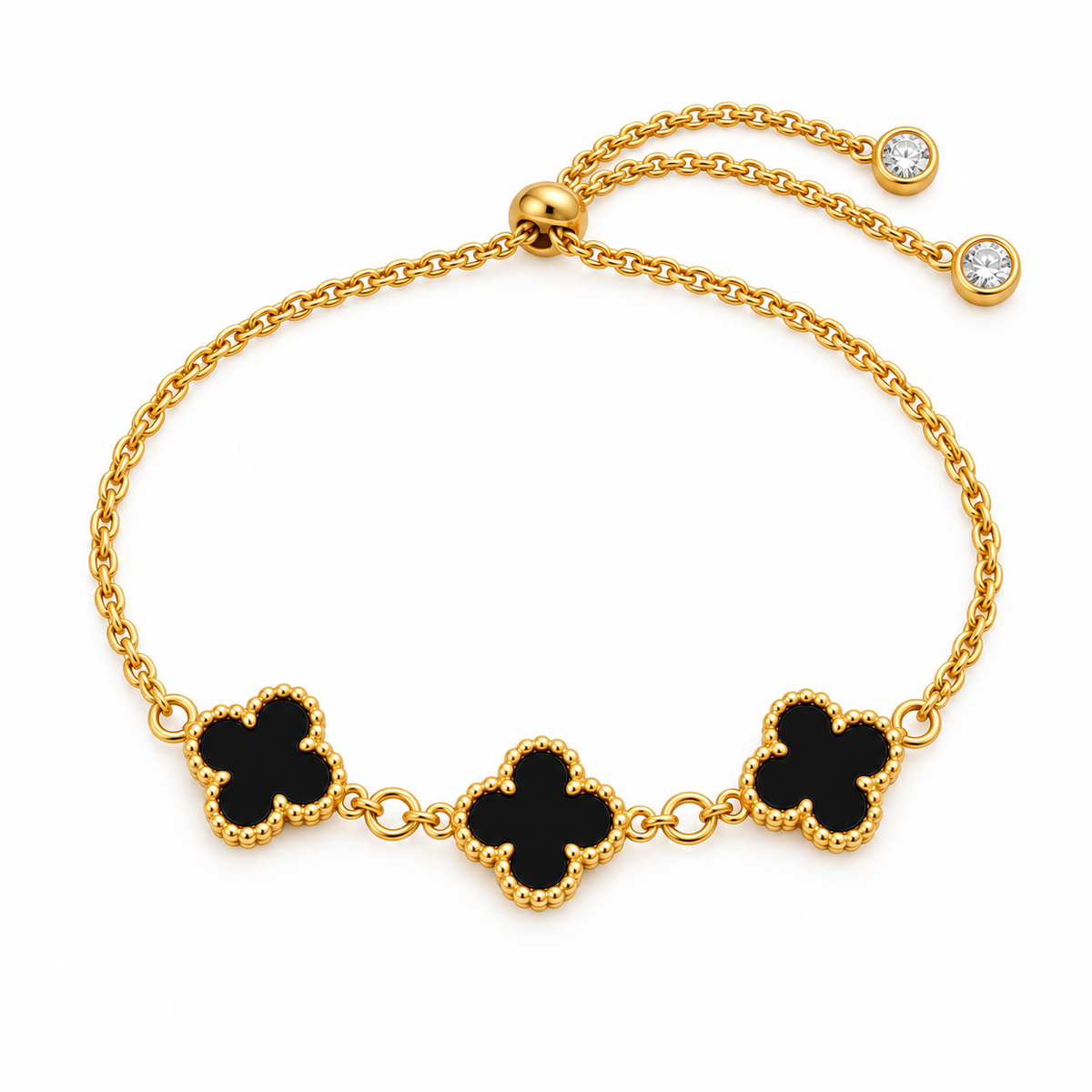 Adjustable Clover Bracelet — full bracelet on white background
