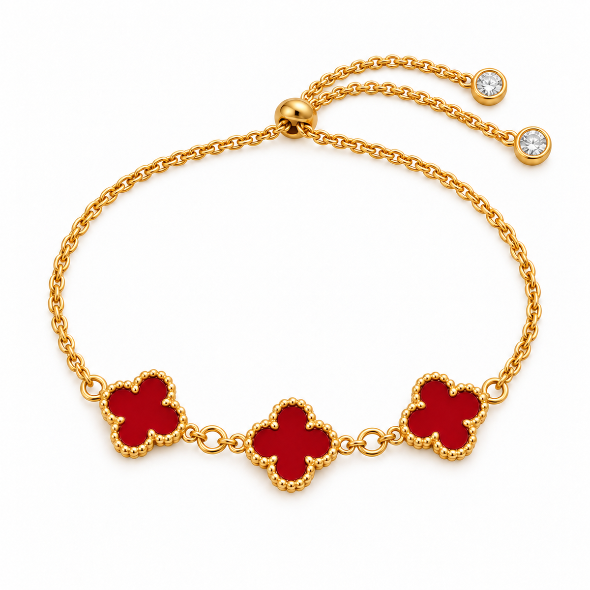 Adjustable Clover Bracelet — red color