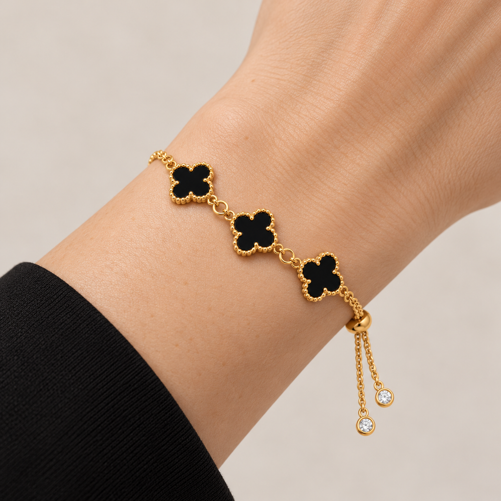 Adjustable Clover Bracelet — bracelet worn on wrist