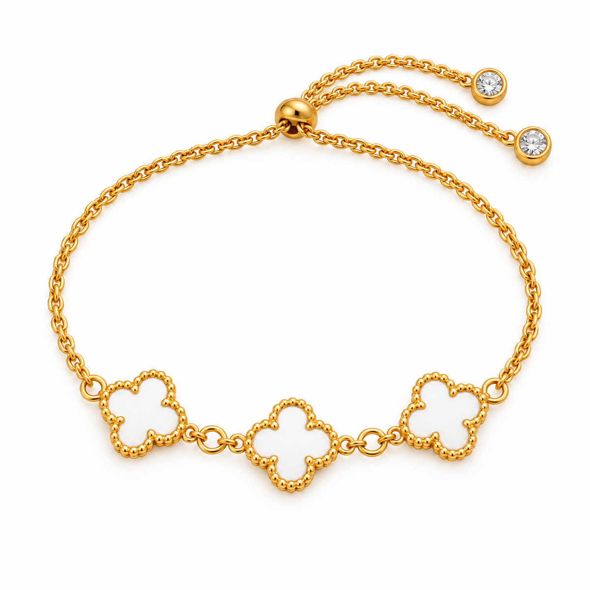 Adjustable Clover Bracelet — white color