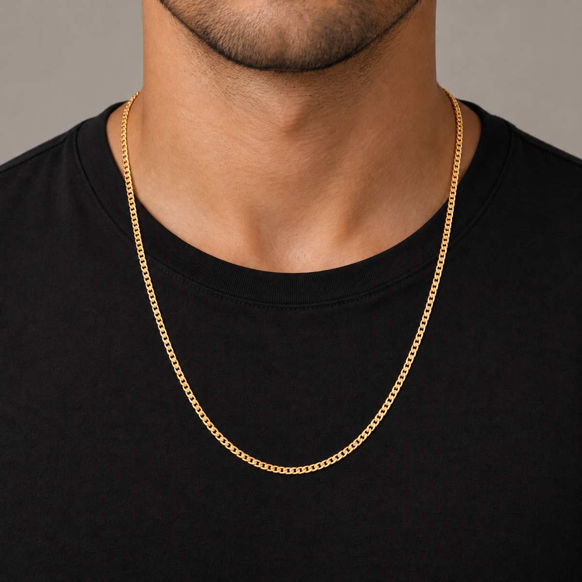 Figaro Chain Necklace - 18K Gold Filled — Try on · full chain and weave