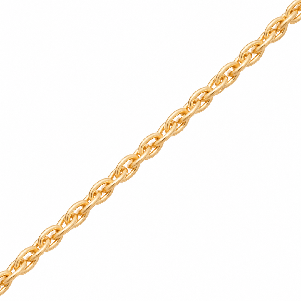 Loose Rope Chain Necklace 18K Gold Filled – 17.7” — Close up · chain weave detail