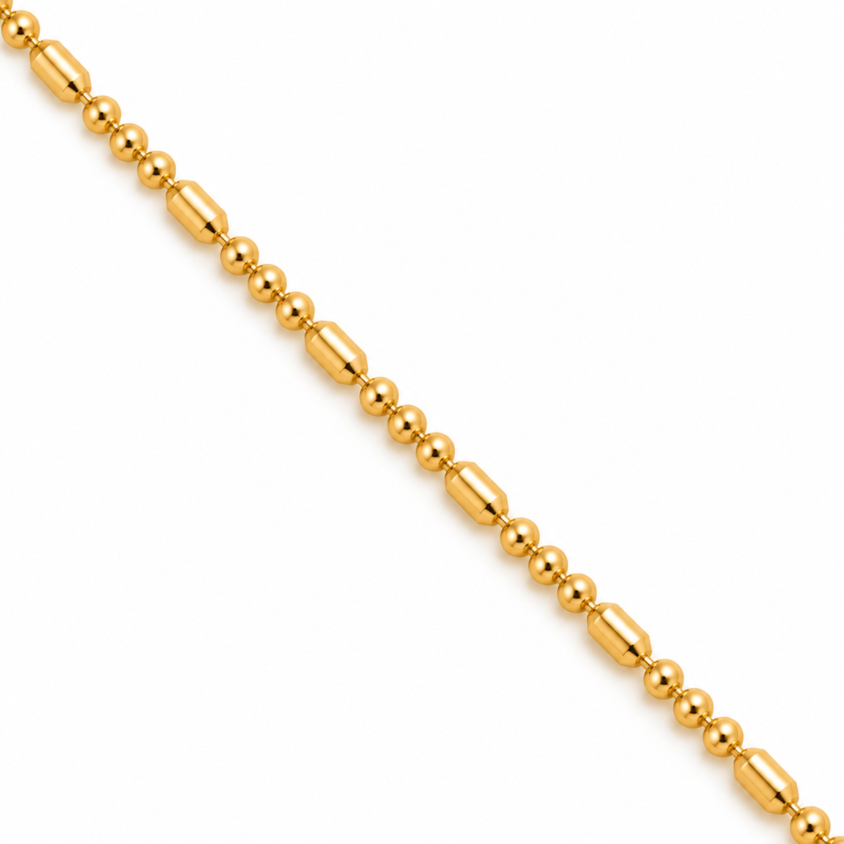 Dainty Bead Chain Necklace 18K Gold Filled – 15.7” — Close up · chain weave detail