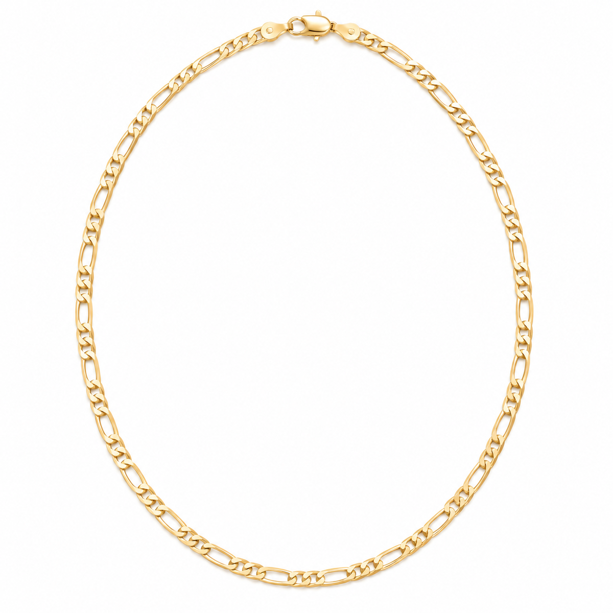 Figaro Link Chain Necklace 18K Gold Filled — Product view · white background