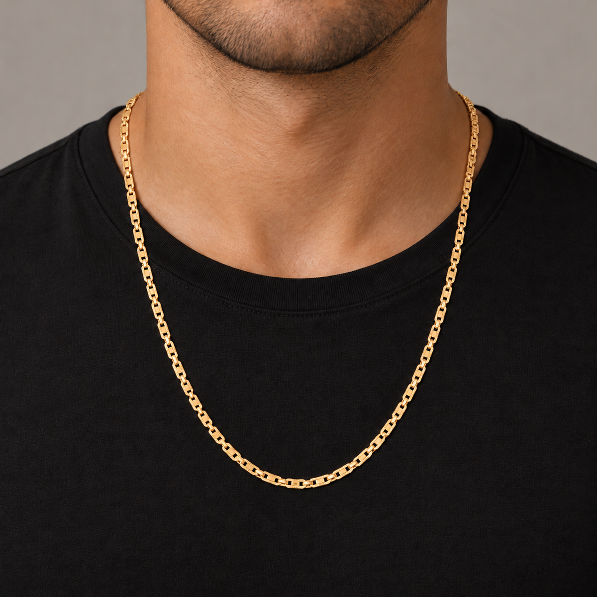 Figaro Chain Necklace - 18K Gold Filled — Try on · full chain and weave